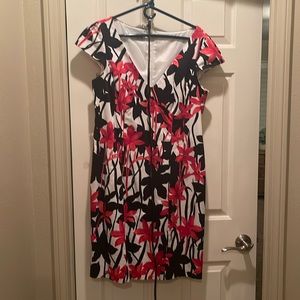 Kasper Red and black floral mini dress size large